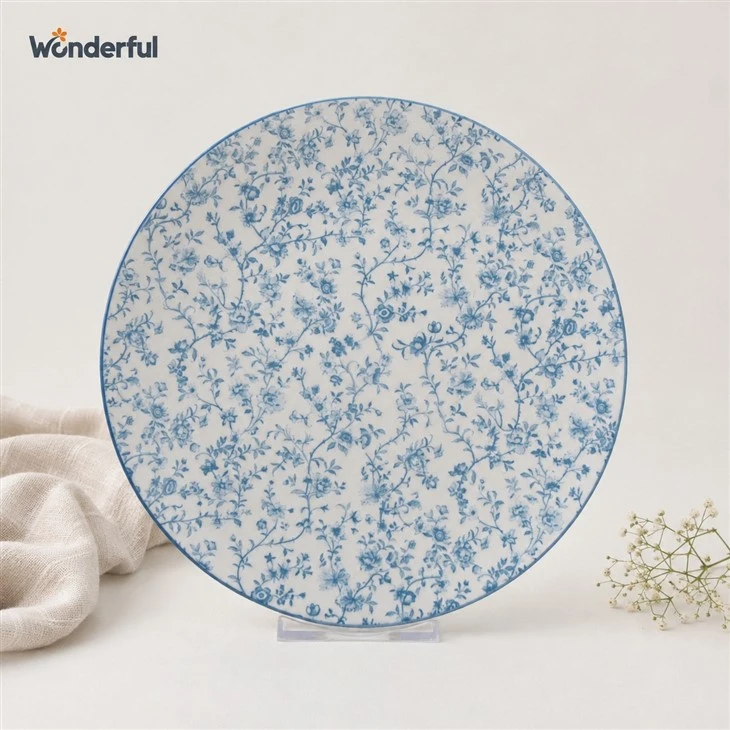 16pcs Blue Vine Floral Printed Ceramic Dinnerware Collection factory
